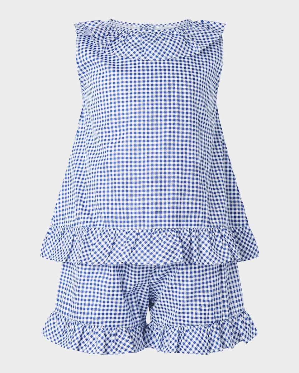 Girl's Gingham Frill Top & Shorts Set, Size